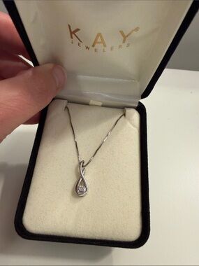 Kay Jewelers Silver Infinity Teardrop Necklace with Diamond Accent